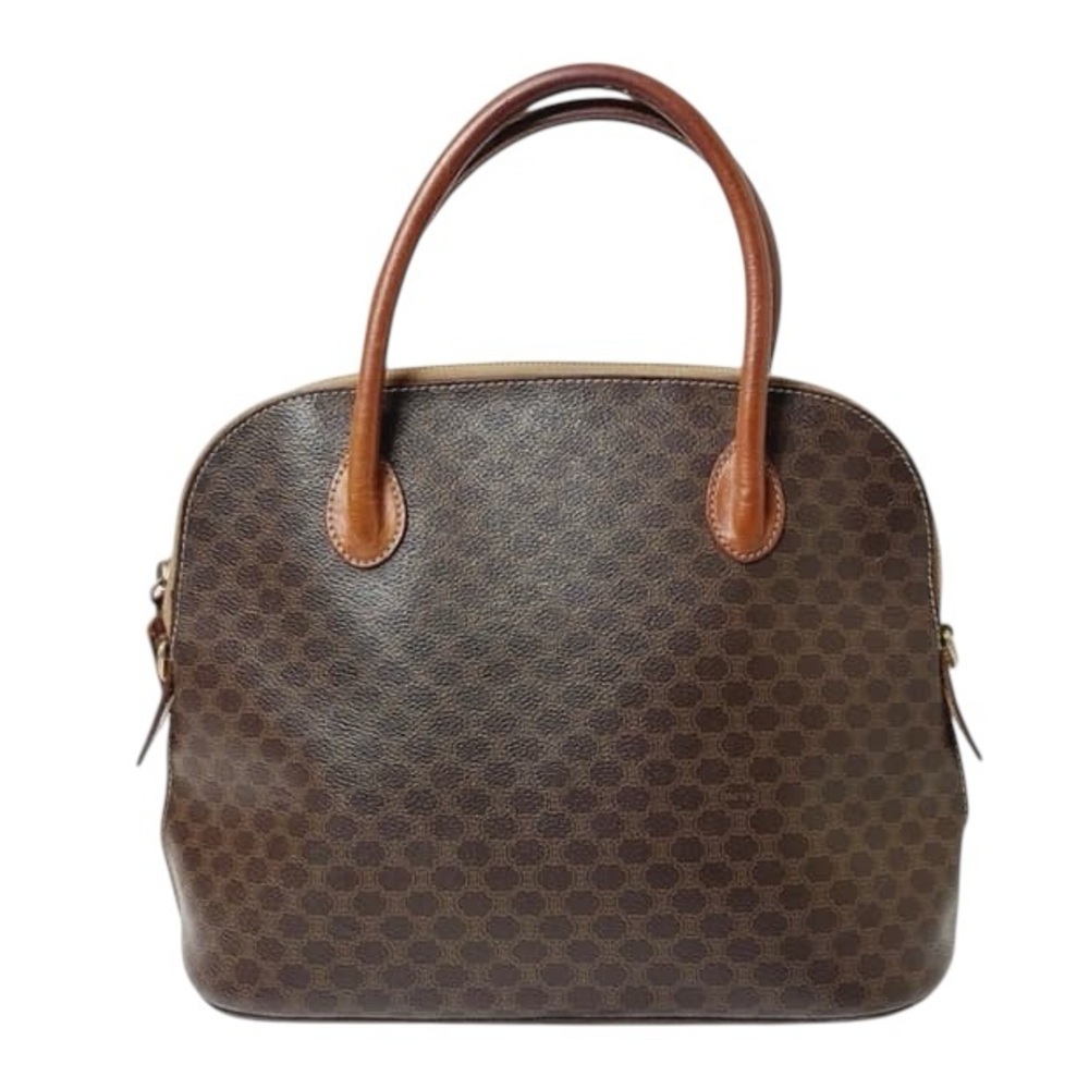 Auth CELINE handbag Macadam Monogram Alma bag 
Dark Brown Brown purse